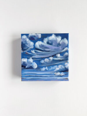 storm clouds against a dark blue sky painting on canvas
