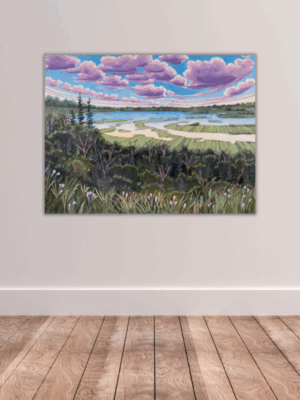 Acrylic Painting of Weaselhead, Glenmore Reservoir Calgary